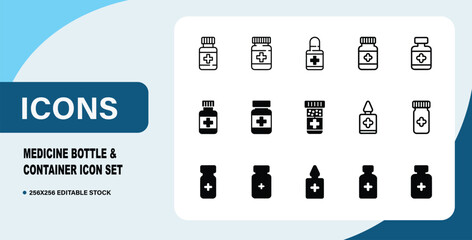 Medicine Bottle & Container Icon Set