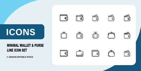 Minimal Wallet & Purse Line Icon Set
