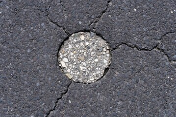 Asphalt mit Risse und Sprünge - Straßenbelag, Hintergrund