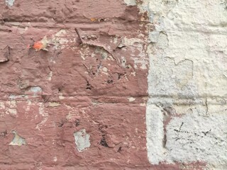 Weathered pink and white brick wall texture for urban photography backgrounds, renovation websites...