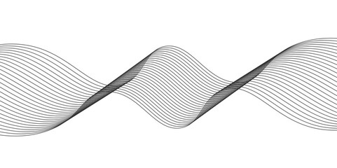 Abstract vector background with black wavy lines.  Digital frequency track equalizer. Stylized line art background. Vector illustration. Wave with lines created using blend tool. modern simple lines. © Creative Lis
