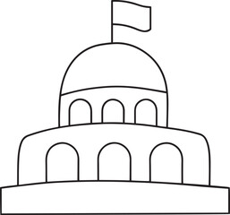 Creative and editable government building icon design, Silhouette vector illustration of government building, government building isolated line art vector logo icon design