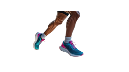 Athletic Legs Running in Modern Sneakers, Close-up View