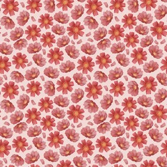 Floral pattern of watercolor elements. Flowers, bouquet, nature, flora, Seamless print on fabric