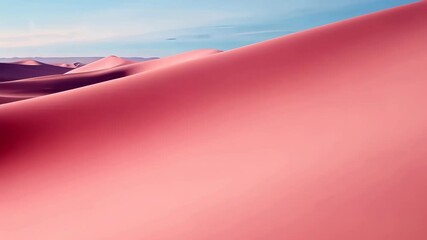 Vast rolling pink sand dunes under clear blue sky in arid desert landscape with minimalistic smooth textures and soft natural lighting - Powered by Adobe