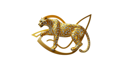 Majestic Golden Leopard with Diamond Accents Luxury Animal Figurine