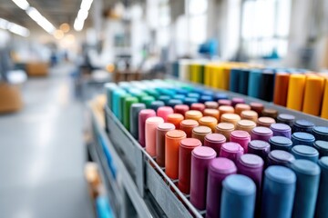 Bright colors emerge from art materials production facility showcasing vibrant supplies for creativity