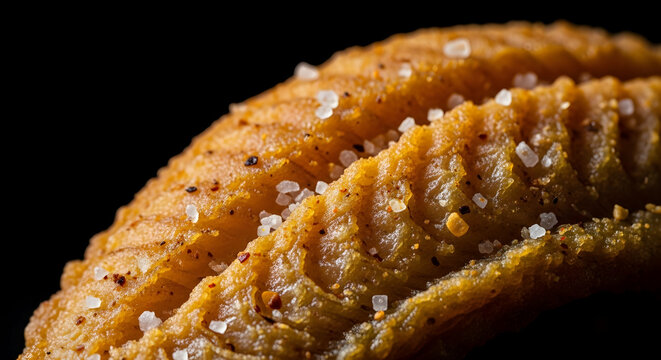 Close Up View Of Smoked Fish Garnished With Pepper And Rock Salt - Powered by Adobe
