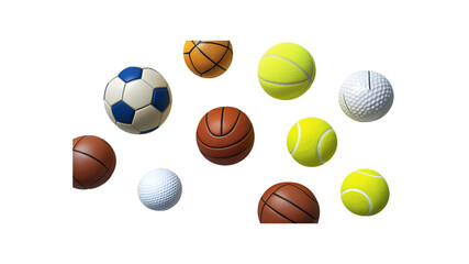 Assorted Sports Balls Soccer, Basketball, Tennis, and Golf Balls