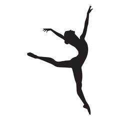 Obraz premium silhouette gymnast dancer, set of ballerina female flexible pose