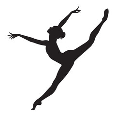 silhouette gymnast dancer, set of ballerina female flexible pose