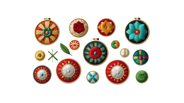 Colorful Embroidery Hoop Collection Floral and Geometric Designs