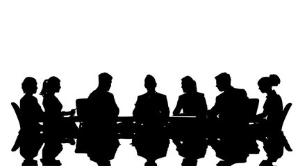black silhouette of business people sitting at a table black, business people, meeting, people, silhouette, sit, table, woman , Generative art.