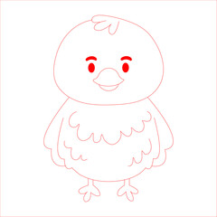 A cute duck cartoon in black and white outline, KDP, kids, line art, coloring book page , Illustration