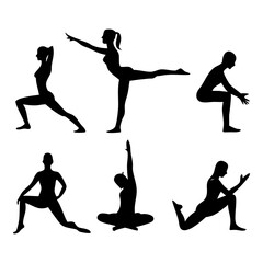 Body in Motion: A set of silhouettes showcasing various yoga poses. Each figure is captured in a state of focused awareness and body-mind connection.