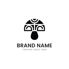 A minimalist black and white logo featuring a stylized mushroom design, perfect for eco-friendly or organic brands.