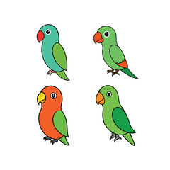 Love bird colorful set of vector illustration