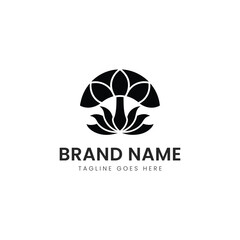 Stylized black and white logo featuring a layered flower design, symbolizing purity and growth, ideal for wellness and beauty brands.