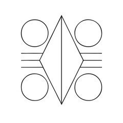 scissors icon vector illustration Symmetrical Minimalist Geometric Design with Diamond, Circles, and Line Elements