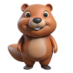 PNG Beaver 3D illustration cartoon character, cute stylized animal isolated on transparent background.