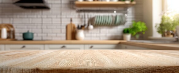 The wooden countertop in a beautifully designed modern kitchen setting.