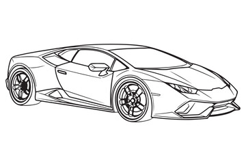 detailed line drawing of a luxury sports car side view vector