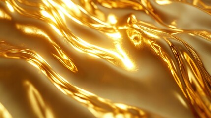 Abstract Golden Waves: Luxurious Liquid Gold Texture Background