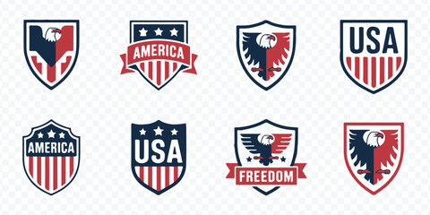 patriotic american eagle and shield logos for usa freedom branding design vector