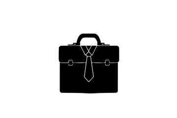 a briefcase or case with a tie icon in black style on a white background black, briefcase, case, icon, style, suitcase, tie , Generative art.