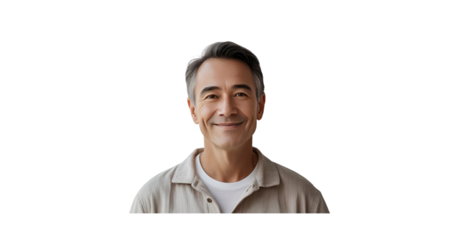Portrait of a Smiling Middle-Aged Asian Man