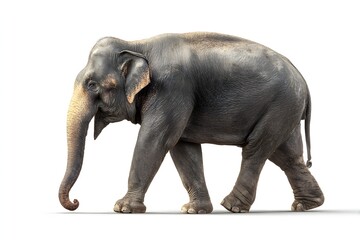 Full-body view of a single elephant with thick skin and subtle dust patterns, shown in a studio-style setting. Excellent for encyclopedias, science visuals, or wildlife-themed projects.
