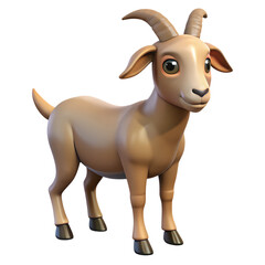 PNG Goat 3D illustration cartoon character, cute stylized animal isolated on transparent background.