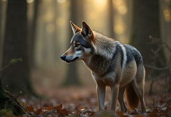 Obraz premium Retrato de lobo gris (Canis lupus)