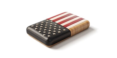 Modern american flag design with stars and stripes on a curved surface