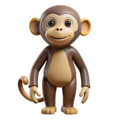 PNG Monkey 3D illustration cartoon character, cute stylized animal isolated on transparent background.