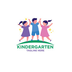 Modern Kindergarten Logo Design Vector Childcare Nursery and Education Themes	