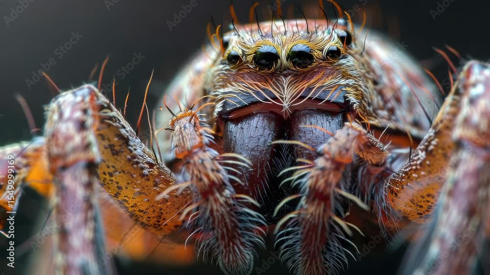 Poster Detailed close-up of a spider showcasing intricate patterns and vibrant colors captured in high quality
