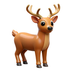 Fototapeta premium PNG reindeer 3D illustration cartoon character, cute stylized animal isolated on transparent background.