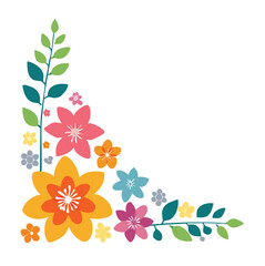 Colorful floral corner design spring summer flowers