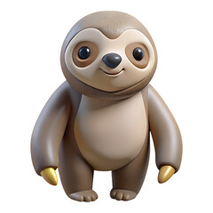 Naklejka premium PNG sloth 3D illustration cartoon character, cute stylized animal isolated on transparent background.
