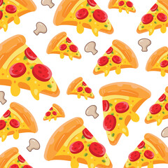 Cute pizza pattern background vector design Pizza pattern. Useful for restaurant identity. packaging. menu design