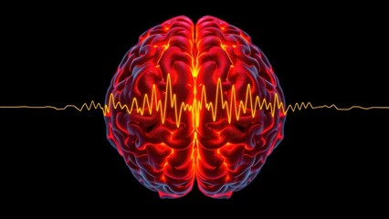illustration of a human brain scan with neural activity