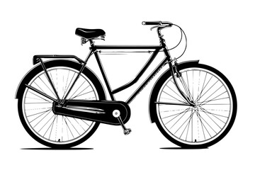 Obraz premium a drawing of a black bike on a white background bicycle, bike, black, drawing, illustration, silhouette , Generative art.