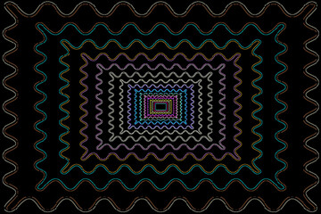 Wavy lines design, optical illusion neon colors