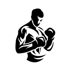 a black silhouette of a man holding a baby in his arms arm, baby, black, boxer, child, hold, man, silhouette , Generative art.