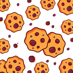 Seamless vector pattern with cookies. Hand drawn vector