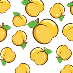 Vector background with peaches on a white background. Hand drawn vector