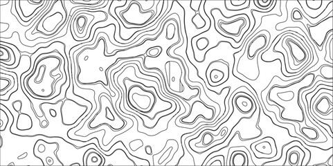  Topographic relief. Background of topographic line contour map, geographic grid map with space for copy.seamless textrue, vintage waves. Panorama view multicolor wave curve. Black Contour relief and 