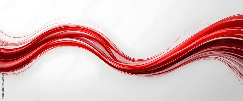 Aufkleber Red Swirl Design, A Dynamic Flow Of Energy, Bold Lines On White. Abstract Imagery Ideal For Backgrounds. Design Element, Flowing Shapes, Perfect For Adding Motion And Visual Impact To Projects.
