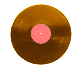 One color vinyl record on white background